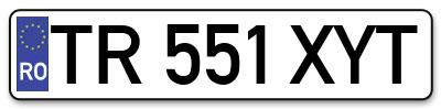 Placuta inmatriculare numar auto  TR-551-XYT, TR 551 XYT, TR551XYT