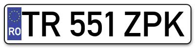 Placuta inmatriculare numar auto  TR-551-ZPK, TR 551 ZPK, TR551ZPK