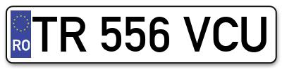 Placuta inmatriculare numar auto  TR-556-VCU, TR 556 VCU, TR556VCU