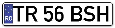Placuta inmatriculare numar auto  TR-56-BSH, TR 56 BSH, TR56BSH