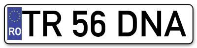 Placuta inmatriculare numar auto  TR-56-DNA, TR 56 DNA, TR56DNA