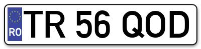Placuta inmatriculare numar auto  TR-56-QOD, TR 56 QOD, TR56QOD