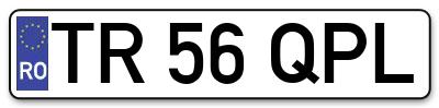 Placuta inmatriculare numar auto  TR-56-QPL, TR 56 QPL, TR56QPL