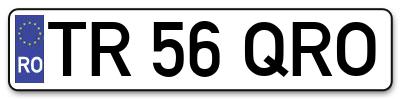 Placuta inmatriculare numar auto  TR-56-QRO, TR 56 QRO, TR56QRO