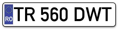 Placuta inmatriculare numar auto  TR-560-DWT, TR 560 DWT, TR560DWT