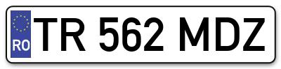 Placuta inmatriculare numar auto  TR-562-MDZ, TR 562 MDZ, TR562MDZ