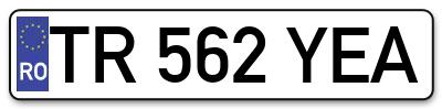 Placuta inmatriculare numar auto  TR-562-YEA, TR 562 YEA, TR562YEA