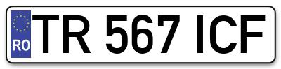 Placuta inmatriculare numar auto  TR-567-ICF, TR 567 ICF, TR567ICF