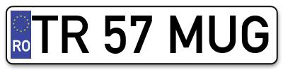 Placuta inmatriculare numar auto  TR-57-MUG, TR 57 MUG, TR57MUG