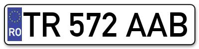 Placuta inmatriculare numar auto  TR-572-AAB, TR 572 AAB, TR572AAB