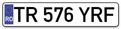 Placuta inmatriculare numar auto  TR-576-YRF, TR 576 YRF, TR576YRF