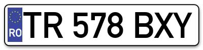 Placuta inmatriculare numar auto  TR-578-BXY, TR 578 BXY, TR578BXY