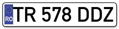 Placuta inmatriculare numar auto  TR-578-DDZ, TR 578 DDZ, TR578DDZ