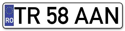 Placuta inmatriculare numar auto  TR-58-AAN, TR 58 AAN, TR58AAN