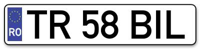 Placuta inmatriculare numar auto  TR-58-BIL, TR 58 BIL, TR58BIL