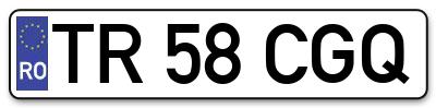 Placuta inmatriculare numar auto  TR-58-CGQ, TR 58 CGQ, TR58CGQ
