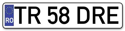 Placuta inmatriculare numar auto  TR-58-DRE, TR 58 DRE, TR58DRE