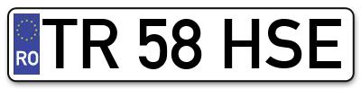 Placuta inmatriculare numar auto  TR-58-HSE, TR 58 HSE, TR58HSE