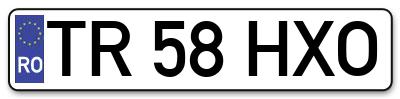 Placuta inmatriculare numar auto  TR-58-HXO, TR 58 HXO, TR58HXO