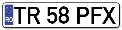 Placuta inmatriculare numar auto  TR-58-PFX, TR 58 PFX, TR58PFX
