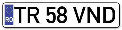 Placuta inmatriculare numar auto  TR-58-VND, TR 58 VND, TR58VND