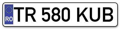 Placuta inmatriculare numar auto  TR-580-KUB, TR 580 KUB, TR580KUB