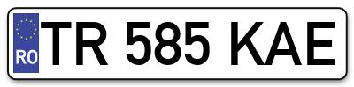 Placuta inmatriculare numar auto  TR-585-KAE, TR 585 KAE, TR585KAE