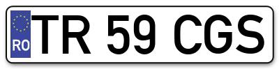 Placuta inmatriculare numar auto  TR-59-CGS, TR 59 CGS, TR59CGS
