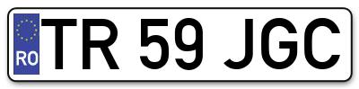 Placuta inmatriculare numar auto  TR-59-JGC, TR 59 JGC, TR59JGC