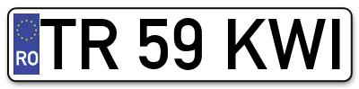 Placuta inmatriculare numar auto  TR-59-KWI, TR 59 KWI, TR59KWI