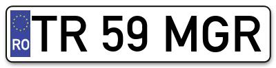 Placuta inmatriculare numar auto  TR-59-MGR, TR 59 MGR, TR59MGR
