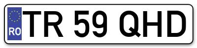 Placuta inmatriculare numar auto  TR-59-QHD, TR 59 QHD, TR59QHD