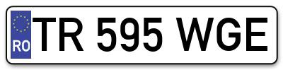Placuta inmatriculare numar auto  TR-595-WGE, TR 595 WGE, TR595WGE