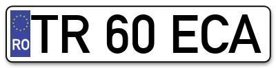 Placuta inmatriculare numar auto  TR-60-ECA, TR 60 ECA, TR60ECA