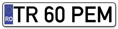 Placuta inmatriculare numar auto  TR-60-PEM, TR 60 PEM, TR60PEM