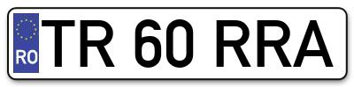Placuta inmatriculare numar auto  TR-60-RRA, TR 60 RRA, TR60RRA