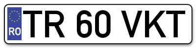 Placuta inmatriculare numar auto  TR-60-VKT, TR 60 VKT, TR60VKT
