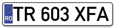 Placuta inmatriculare numar auto  TR-603-XFA, TR 603 XFA, TR603XFA