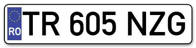 Placuta inmatriculare numar auto  TR-605-NZG, TR 605 NZG, TR605NZG