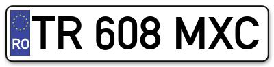 Placuta inmatriculare numar auto  TR-608-MXC, TR 608 MXC, TR608MXC