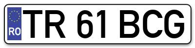 Placuta inmatriculare numar auto  TR-61-BCG, TR 61 BCG, TR61BCG