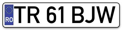 Placuta inmatriculare numar auto  TR-61-BJW, TR 61 BJW, TR61BJW