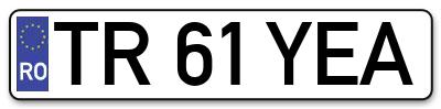 Placuta inmatriculare numar auto  TR-61-YEA, TR 61 YEA, TR61YEA