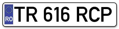 Placuta inmatriculare numar auto  TR-616-RCP, TR 616 RCP, TR616RCP