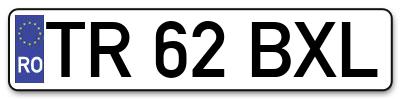 Placuta inmatriculare numar auto  TR-62-BXL, TR 62 BXL, TR62BXL