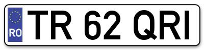 Placuta inmatriculare numar auto  TR-62-QRI, TR 62 QRI, TR62QRI