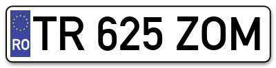 Placuta inmatriculare numar auto  TR-625-ZOM, TR 625 ZOM, TR625ZOM