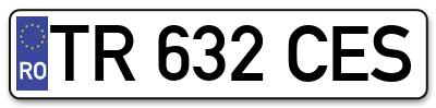 Placuta inmatriculare numar auto  TR-632-CES, TR 632 CES, TR632CES