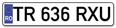 Placuta inmatriculare numar auto  TR-636-RXU, TR 636 RXU, TR636RXU