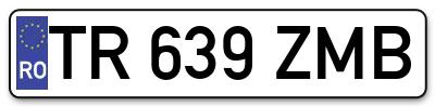 Placuta inmatriculare numar auto  TR-639-ZMB, TR 639 ZMB, TR639ZMB